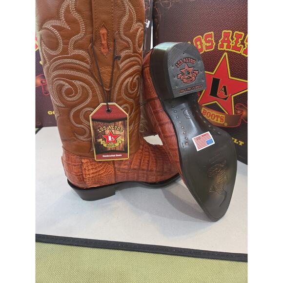 LOS ALTOS US 9 COGNAC GENUINE CROCODILE CAIMAN TAIL Snip toe COWBOY BOOT ( EE) main image 5
